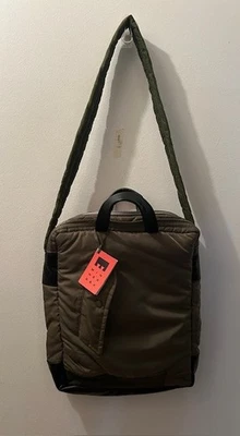 Free People Minnessak In Flight Leather Repurposed Nylon Army Tote Strap Bag NEW - Image 1 of 4