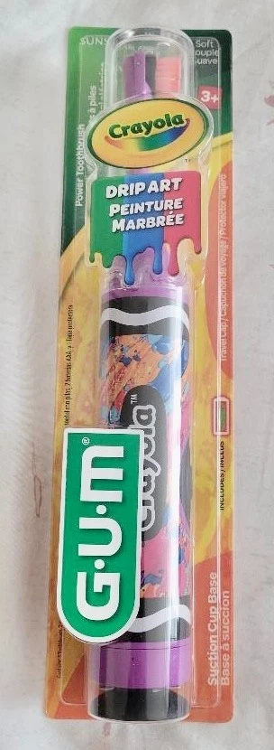Escova de dentes elétrica macia roxa GUM Crayola Drip Art - Imagem 1 de 1