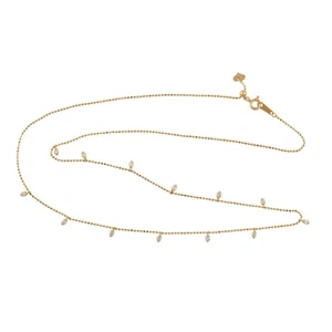 Diamond Bead Necklace 18k Yellow Gold Handmade Jewlery For Women - Picture 1 of 6