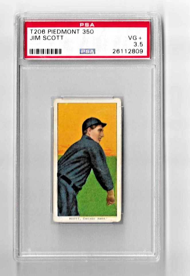 Tarjeta de béisbol 1909-11 T206 Piedmont 350/25 tabaco PSA 3,5 JIM SCOTT WHITE SOX Foto 1 de 4