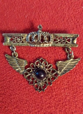 Vintage Crown with Wings Brooch - Image 1 of 4