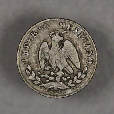 1864 M México Imperio de Maximiliano Plata 10 Centavos Foto 1 de 2