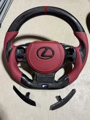 Red Carbon Fiber Steering Wheel + Paddle shifters Lexus IS500 IS300 IS350 RC350 - Image 1 of 4