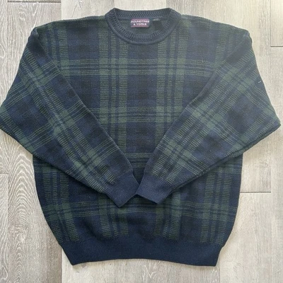 Suéter tejido a cuadros vintage Roundtree & Yorke para hombre talla XL Foto 1 de 4