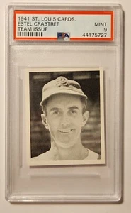 1941 St. Louis Cardinals Team Issue Estel Crabtree PSA 9 MINT, POP 2, 0 Higher - Picture 1 of 2