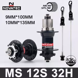 Novatec 32 Holes Micro Spline Hub MS MTB 12 Speed Quick Release Boost Hubs Bike - Picture 1 of 25