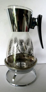 Calentador Jarra Café Vintage Mediados de Siglo Cromo Trigo Estilo Atómico Retro - Imagen 1 de 9