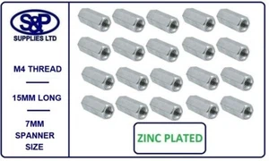 M4 X15MM THREADED ROD CONNECTOR, DEEP NUT STEEL ZINC PLATED BZP 4mm / M4 THREAD - Picture 1 of 2