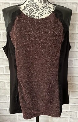 NWT NEW YORK & COMPANY black & mauve sleeveless pullover blouse, Size XXL - Image 1 of 4