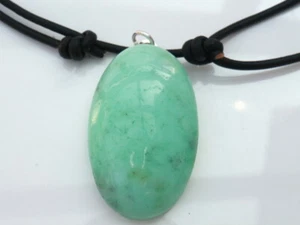 GJ69 GJA ANHÄNGER CHRYSOPRAS OVAL 37mm 62ct EDELSTAHL  +*TOP* +KETTE / LEDER! - Bild 1 von 5