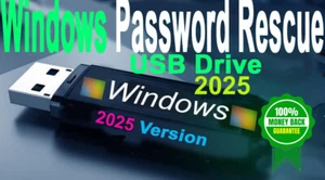 2025 Windows Password 3 min Reset USB. Win 11, 10, 8.1, 8, 7, XP, Vista, Server - Picture 1 of 3