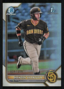 2022 Bowman Chrome Prospects Refractors #BCP28 Brandon Valenzuela /499 - Picture 1 of 2
