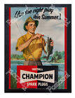 Historic Install Champion Spark Plugs  1950s Advertising Postcard