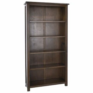 Hohes Bücherregal Kiefer 5 Bücherregale Massivholz Wohnzimmer Büro dunkles Holz - Bild 1 von 3