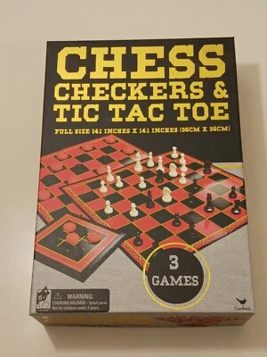 Cardinal Games Chess Checkers & Tic Tac Toe 3 Games Full Size LN Open Box - Image 1 of 4
