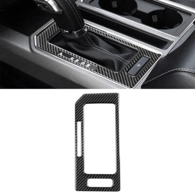Cubierta de embellecedor de panel de caja de cambios interior de fibra de carbono para Ford F-150 2017-2020 Foto 1 de 4