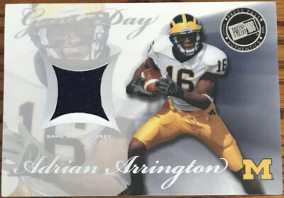 2008 Press Pass SE Game Day Gear Jerseys Silver Adrian Arrington GDG-AA Michigan - Image 1 of 2