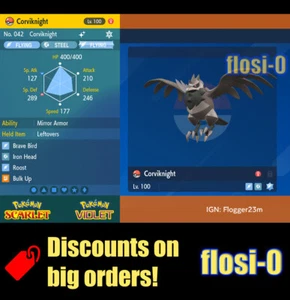 6IV Shiny Corviknight Pokemon Scarlet and Violet - Picture 1 of 1