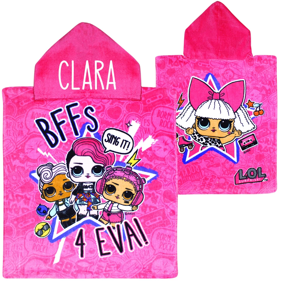 Personalised LOL Surprise BFFs Pink Hooded Poncho Towel - Image 1 of 1