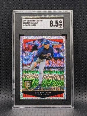 1999 Upper Deck Victory Roy Halladay RC /100 SGC 8.5 NM-MINT Ultimate Foil Wave - Image 1 of 2