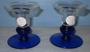 Candelabros Princess House cristal zafiro azul soplado a mano 3" #325 - Imagen 1 de 3