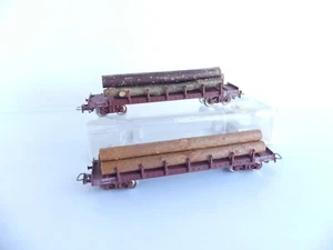 6550 / JOUEF FRANCE 2 WAGONS PLAT A RANCHERS A BOGIES + CHARGEMENT TRONCS - Picture 1 of 3