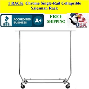 Chrome Single-Rail Collapsible Salesman, Show, Clothing Rack - Picture 1 of 2