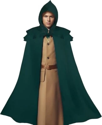 Capa con Capucha Renacimiento Hombres Mujeres Capa Vikinga Medieval Halloween Adulto Juegos con disfraces Foto 1 de 4