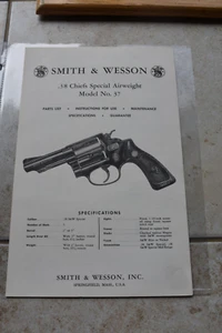 ORIGINAL SMITH & WESSON MODELL 37 CHIEFS SPECIAL AW ANLEITUNG BESITZERHANDBUCH - Bild 1 von 3