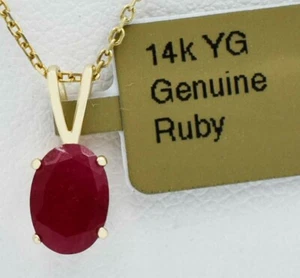 GENUINE 1.38 Cts RUBY PENDANT 14k YELLOW GOLD - Free Appraisal Service - NWT - Picture 1 of 4