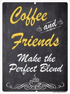 Letrero Coffee and Friends Make The Perfect Blend cocina de metal de 9"x12" - Imagen 1 de 3