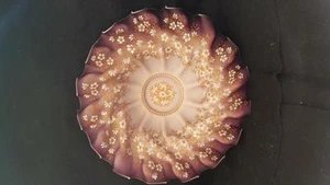 ANTIQUE ART GLASS VICTORIAN ENAMELED BRIDES BOWL LARGE 14.50" D HAND BLOWN - Picture 1 of 1