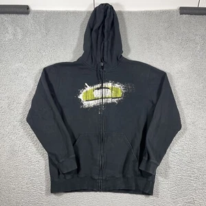 Vintage Y2K Oakley Zip Hoodie Logo Black Size Large Full Zip Graphic Cyber Goth - Picture 1 of 9