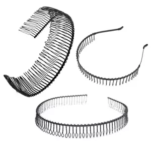 3 Pcs Unisex Black Metal Toothed Hairdressing Hair Band Head Band Hair Hoop Teet - Picture 1 of 9