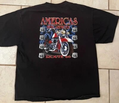 CAMISETA VINTAGE JERSEY’S AMERICAS HIGHWAY ROUTE 66 HOMBRE NEGRA TALLA XL Foto 1 de 3