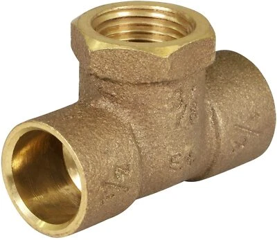 MIDLINE VALVE 2"x2"x1"in Cast Brass Reducing Tee Fitting Female Thread Solder Cups C x C x F