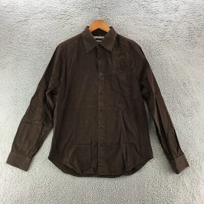 Billabong Pinstripe Long Sleeve Mens Large Brown Cotton Button Up Casual Collar - Image 1 of 4