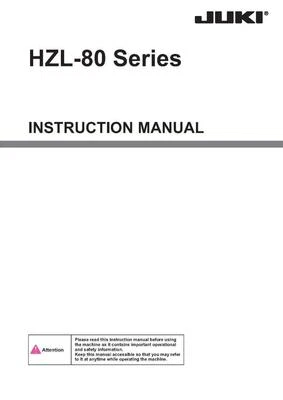 Juki HZL-80 Series Sewing Machine Instructions User Guide Manual Reprint Copy - Image 1 of 3