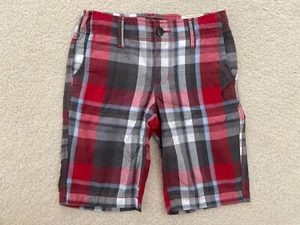 ARIZONA Jeans Boys PLAID Red Gray CHINO Shorts Size 8 HUSKY NEW NWT Adjustable - Picture 1 of 12