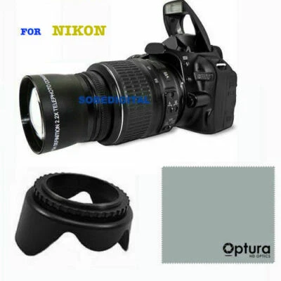 OPTICAL 2.2X HD TELEPHOTO ZOOM LENS FOR NIKON D3400 D3500 + LENS HOOD - Image 1 of 4