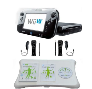 Nintendo Wii U Konsole Schwarz 2x Remote & Nunchuck  Wii Fit Plus Balance Board - Bild 1 von 1