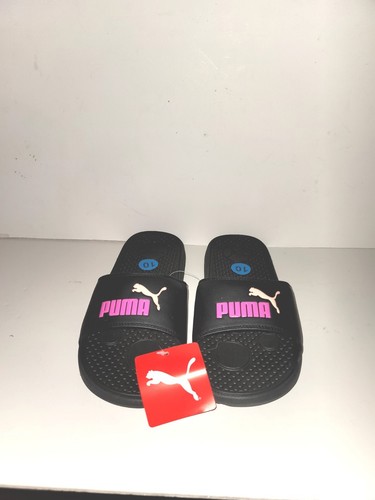 Sandali sportivi PUMA donna cool gatto slide slip on neri rosa nuovi con etichette taglia 10