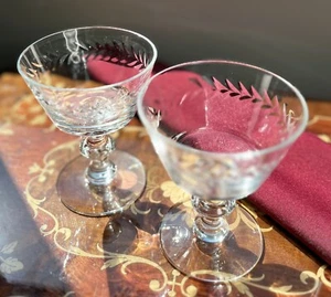 2 Bryce Brothers Wales Laurel BRYWALA 4.5” Champagne/Tall Sherbet 1955-1966 - Picture 1 of 6