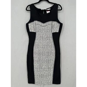Anthropologie Yoana Baraschi Dress Womens 12 Black Knee Length Bodycon Stretch - Picture 1 of 8