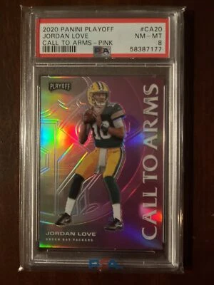 2020 Playoff Jordan Love Call to Arms Pink SP Rookie RC  #CA-20 PSA 8  - Image 1 of 2