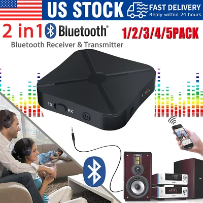 2in1 Bluetooth Transmitter Receiver Wireless Adapter TV Home Stereo A2DP Audio - Image 1 of 4