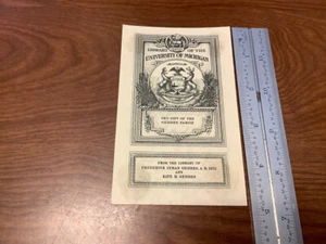 Original BOOKPLATE - University of Michigan: Library of Frederick Lyman Geddes - Picture 1 of 2