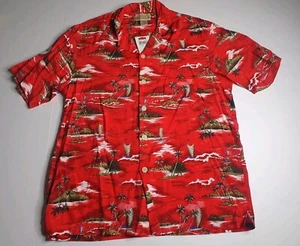 Lucky Beach Hula Wear Men’s Sz Small S Red Hawaiian Shirt S/S Button Down NWTs - Picture 1 of 14