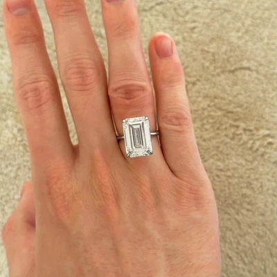 4 Ct IGI Emerald E VS1 Lab Grown Diamond Solitaire Wedding Ring 14k White Gold - Image 1 of 4