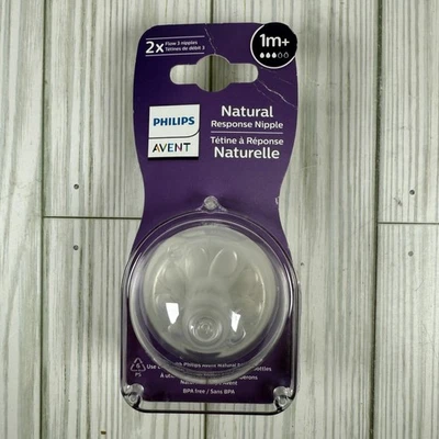PACK OF 2 Philips Avent Natural Response Nipple Flow 3 1M+ Baby Bottle Nipples - Image 1 of 4